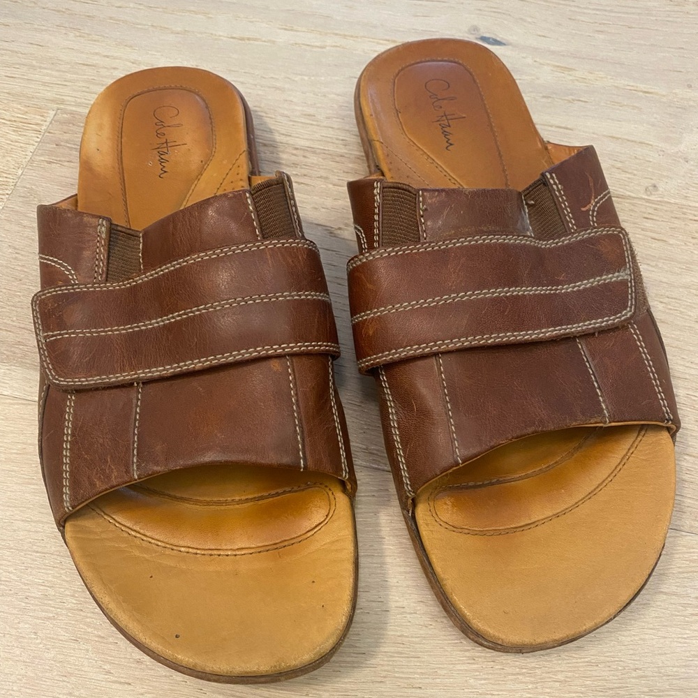 Cole Haan Men's Brown Leather Sandals Slides Size 10